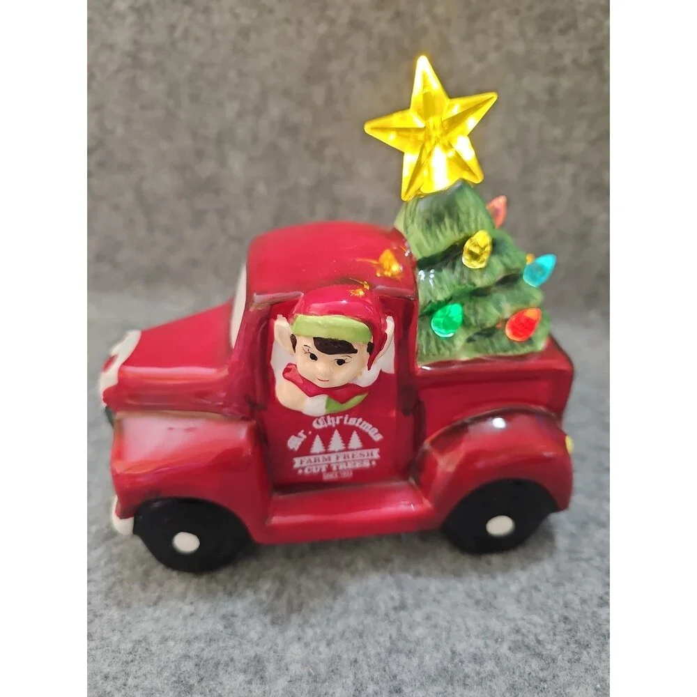 Mr. Christmas Follow Magic Mini Red Pick Up Truck Reindeer Deer Light Tree 6